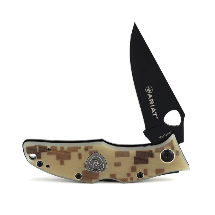 ARIAT Patriot Camo Plain Edge Folding Knife, 2.5" Blade (Small)