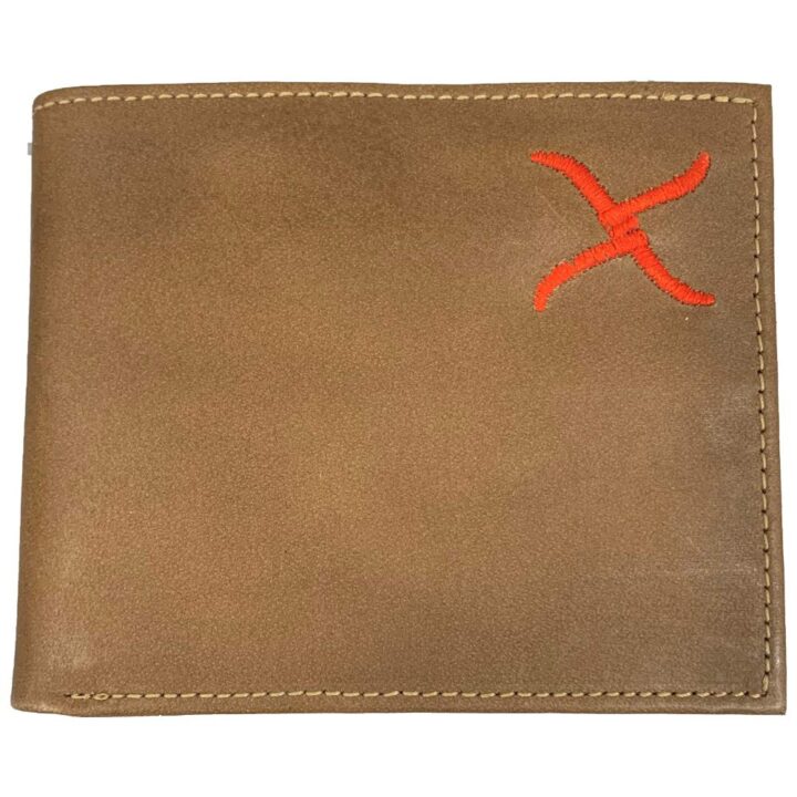 Twisted X Distressed Leather Wallet with Red X (Bifold)
