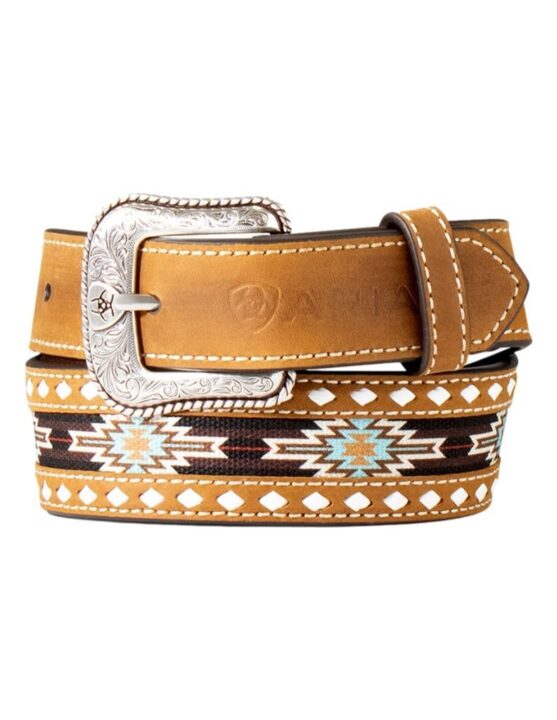 ARIAT Youth Boys Southwest Fabric Diamond Lace Belt, Brown, 20