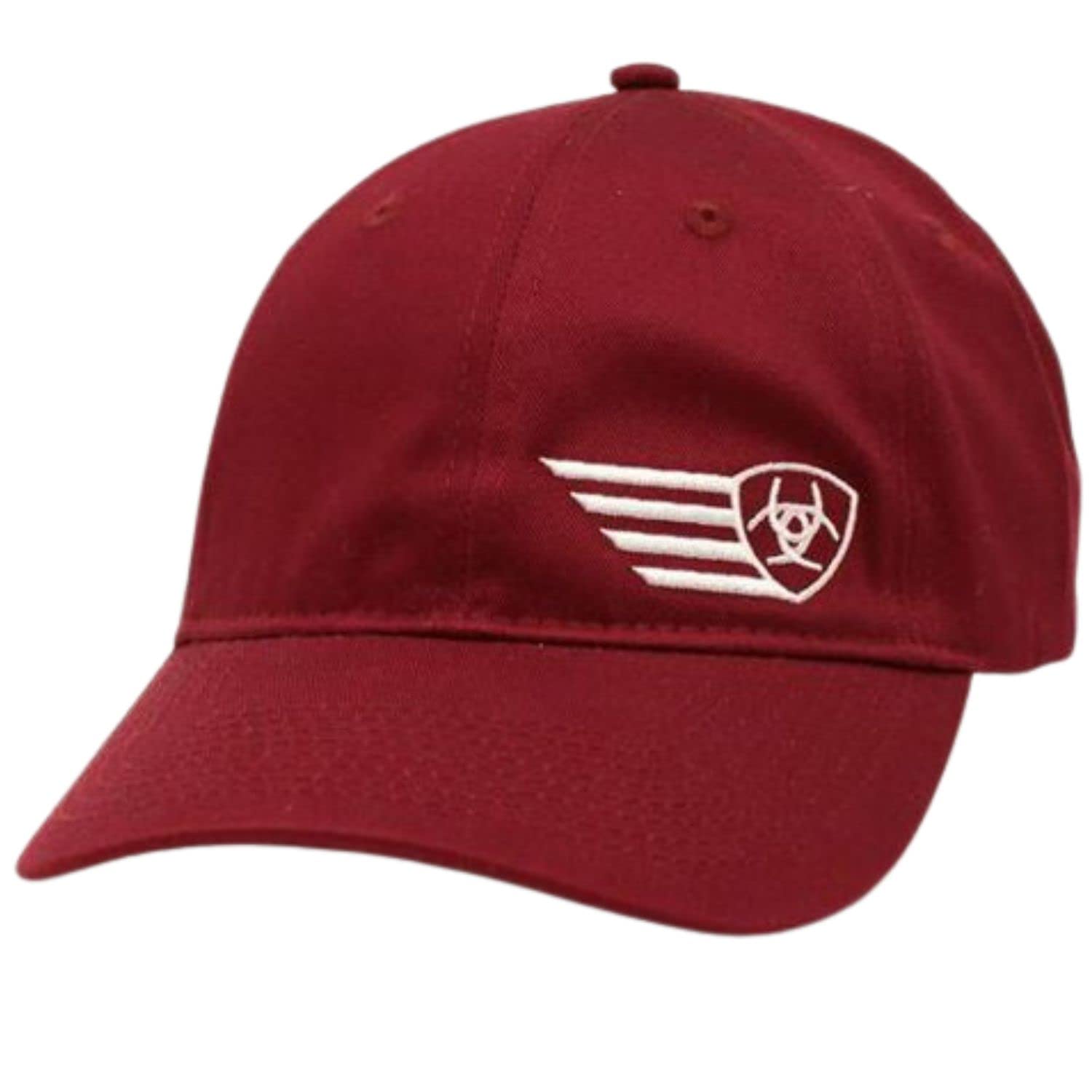 M&F Western A300009509 Men Ariat Hats Baseball Caps with Snap Back Shield Logo Wing44; Burgundy