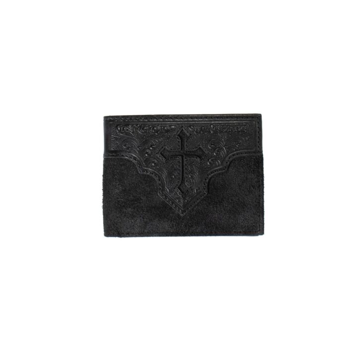 Nocona Belt Co. Bifold Wallet Roughout Cross, Black