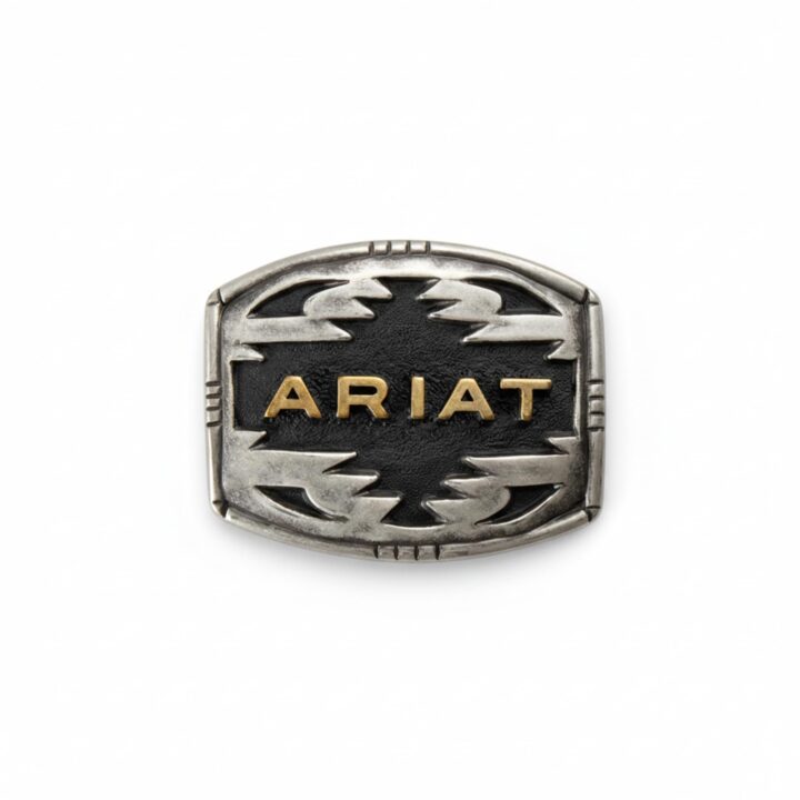 ARIAT Men's Southwestern Aztec Belt Buckle, Silver and Gold, 3 x 2.25 Inch