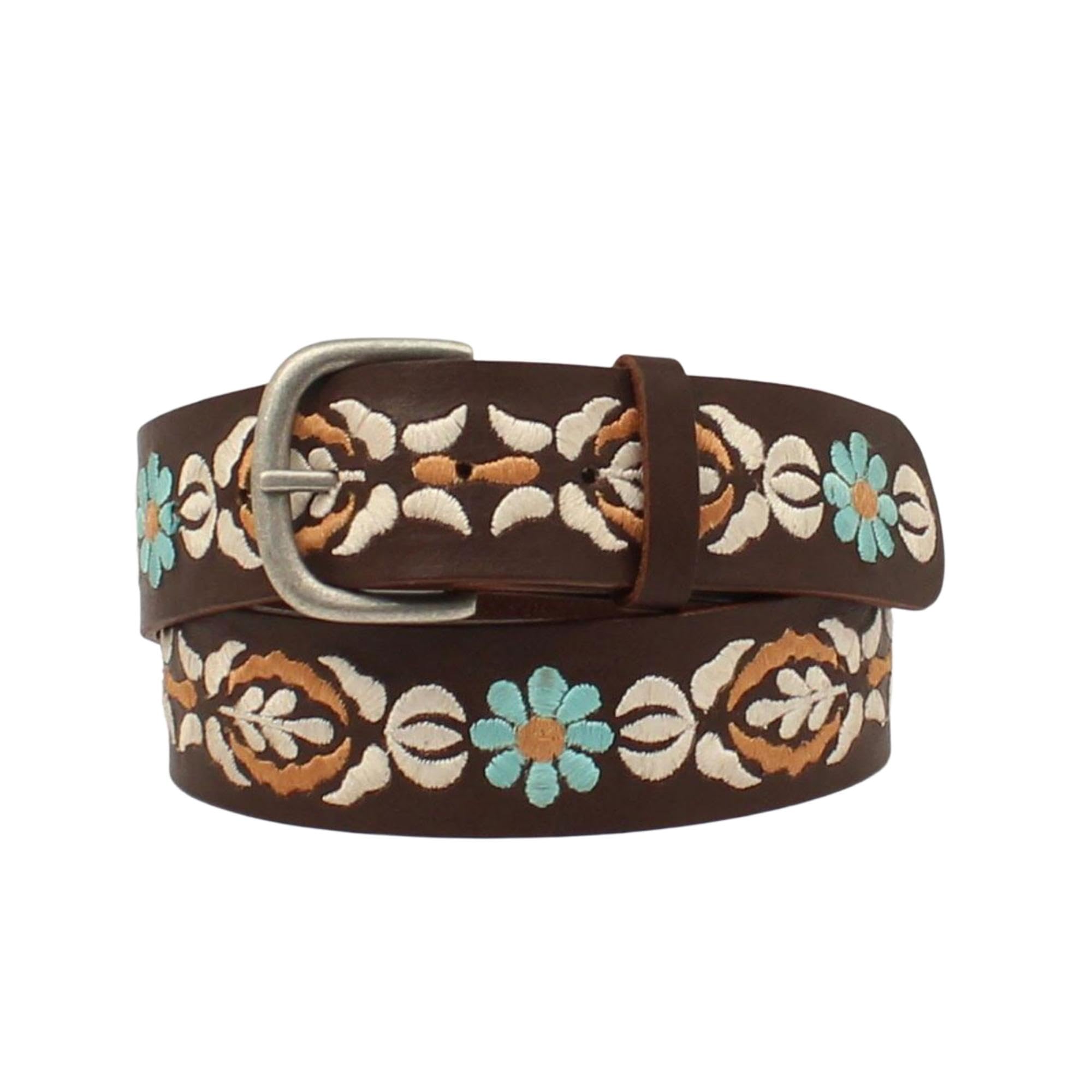 ARIAT Women's Embroidered Flower Belt, Brown, Medium