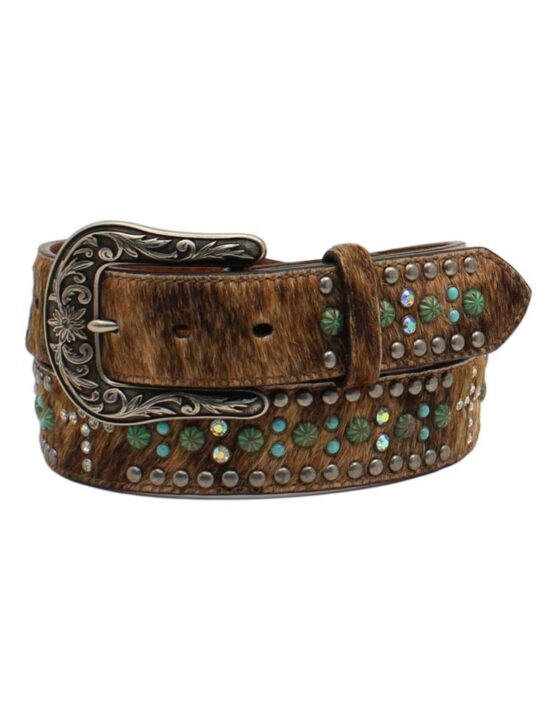 M & F Western Women's And Stones Crosses Belt Brown Medium