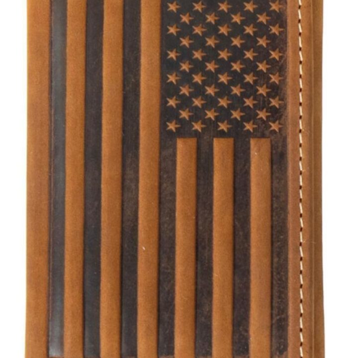 Nocona Belt Co. Men's Trifold Embossed Flag Wallet, Brown