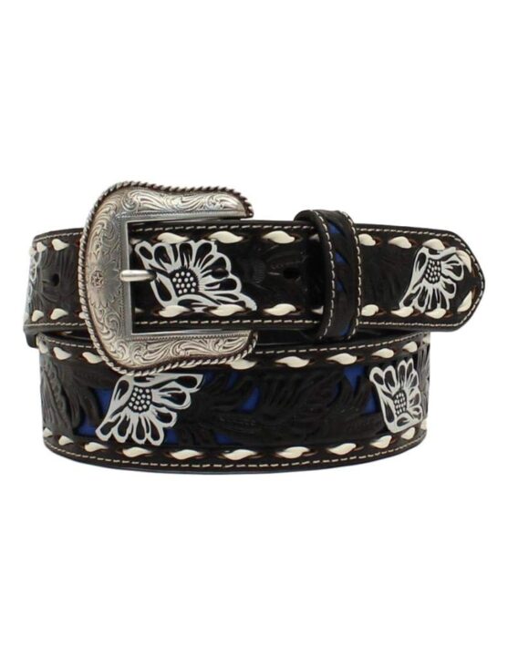 Nocona Men's Floral Pierced Underlay Western Belt - N2413001 34