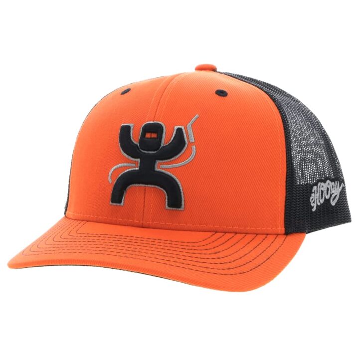 HOOEY Arc Trucker Hat for Men – Adjustable Snapback Baseball Cap - Western Work Hat for Welders Structured 6 Panel (Orange/Black)