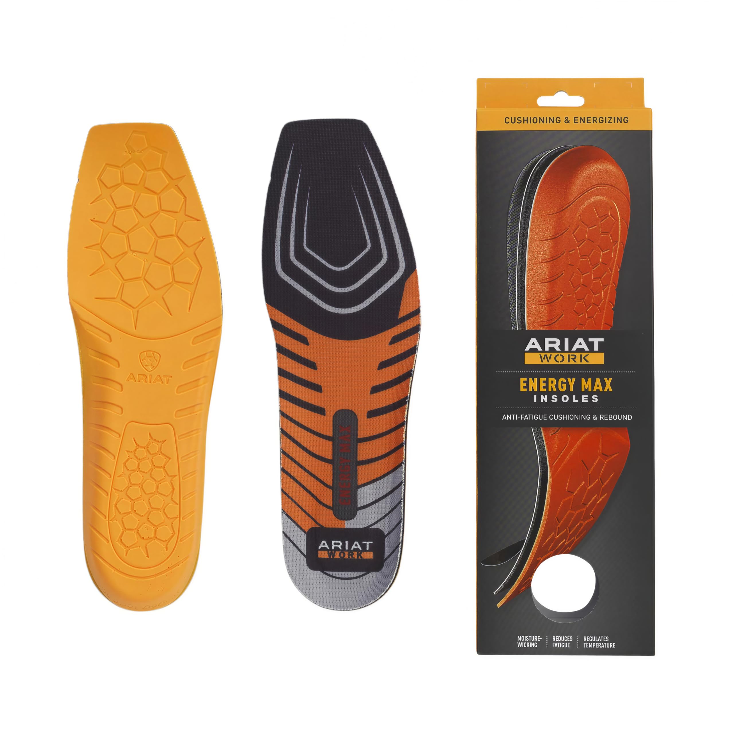 ARIAT Men's Energy Max Work Insole Wide Square Toe, Orange, 10 W