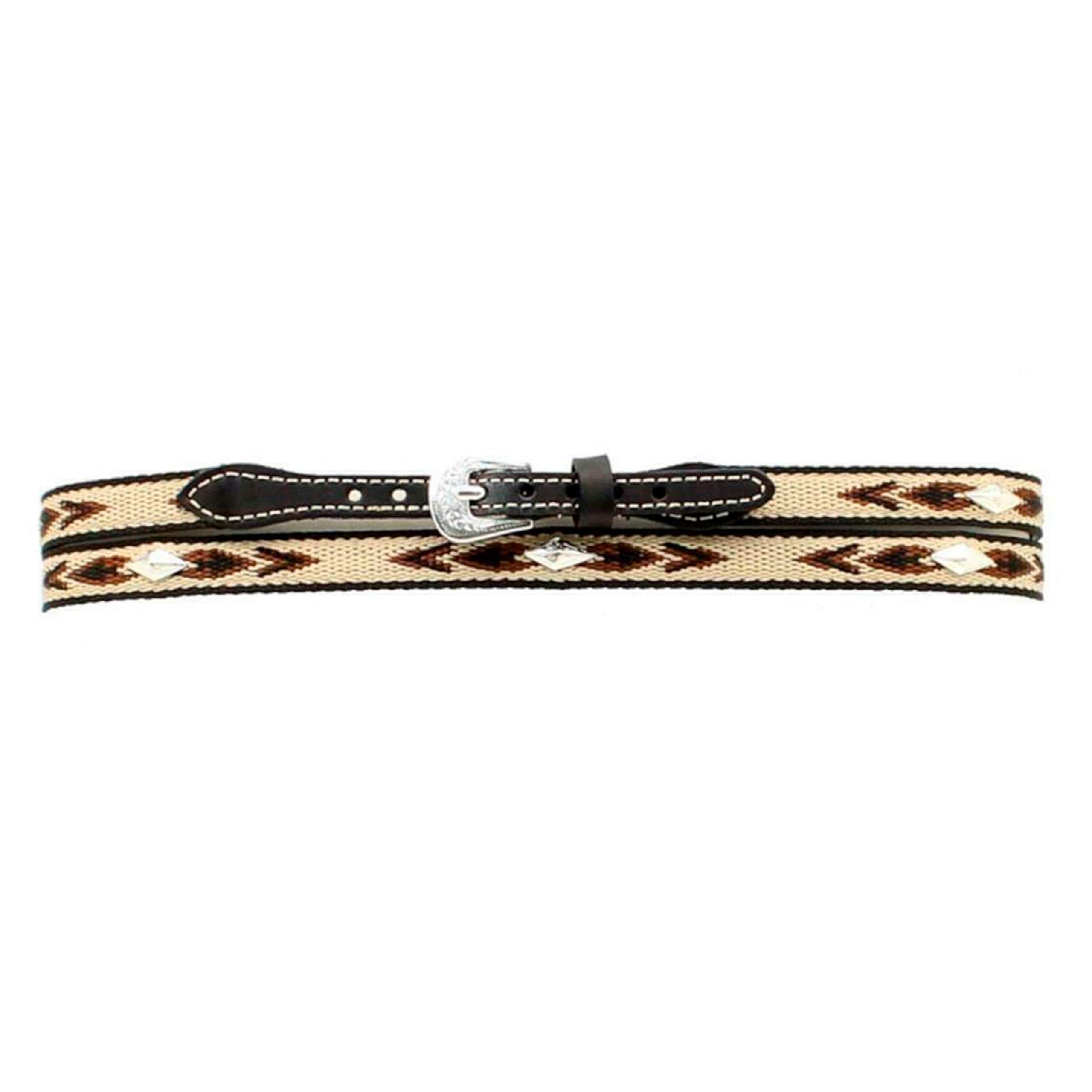 M&F Western 1/2-in Diamond Concho Ribbon Hatband, Brown, Medium