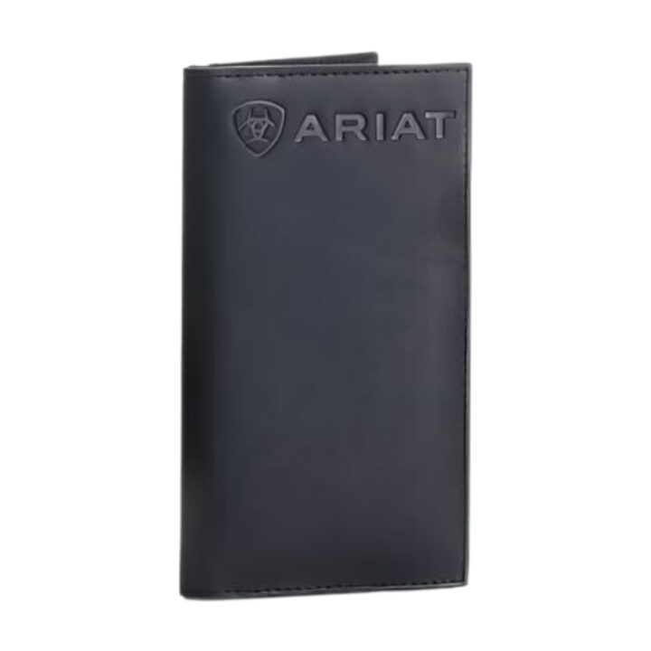 ARIAT Men's Black Leather Bifold Wallet with Embossed Logo