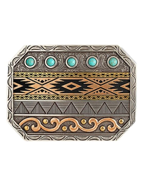 ARIAT Western Buckle Turquoise Stones Silver