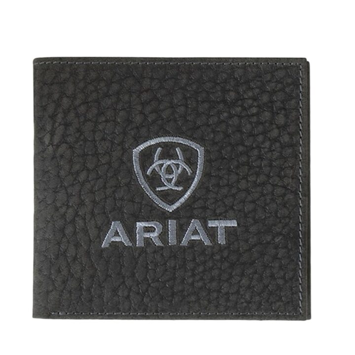 ARIAT Men's Pebbled Bull Hide Leather Bifold Wallet Black
