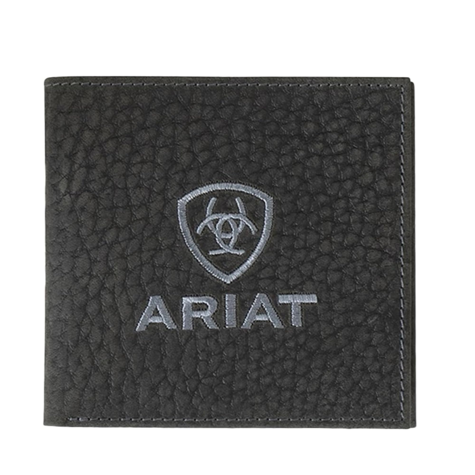 ARIAT Men's Pebbled Bull Hide Leather Bifold Wallet Black
