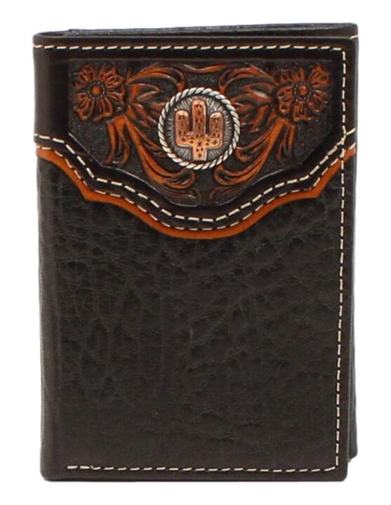 M&F Western Products N500004201 Ti-fold Floral Embossed Overlay CTS CNC Nocona Wallets, Black