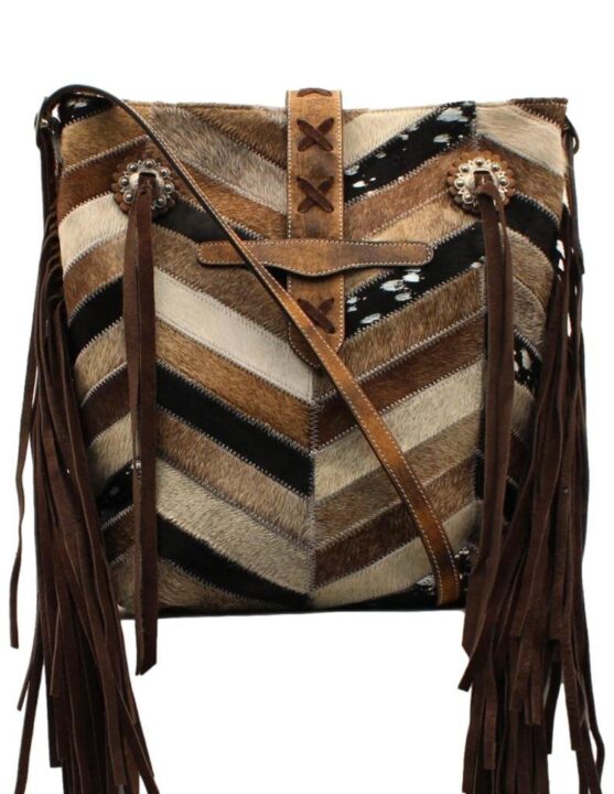 Angel Ranch Chevron Large Crossbody Bag, Brown