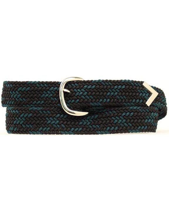 M&F Western Nocona Men's Woven Braided Nylon Belt, Black/Green – Adjustable Up to Size 52"