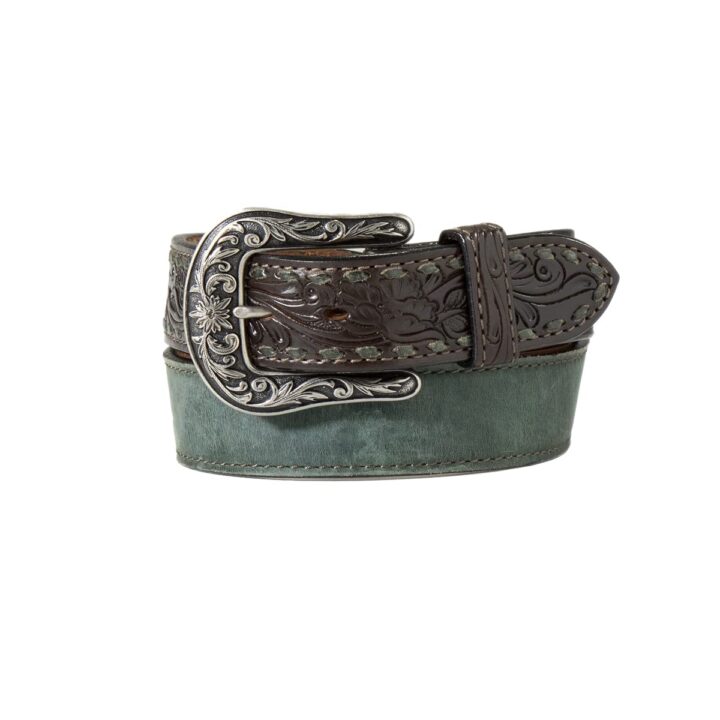 Angel Ranch Women's Belt 1 1/2" Filegree Tabs Forest Green, Size S