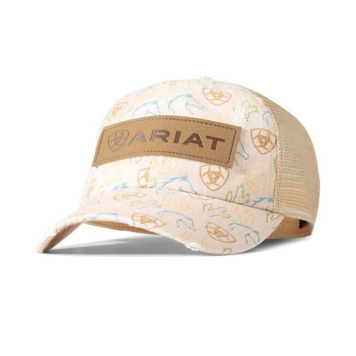 ARIAT Women's Horseshoe and Cactus Ponytail Cap, Pink