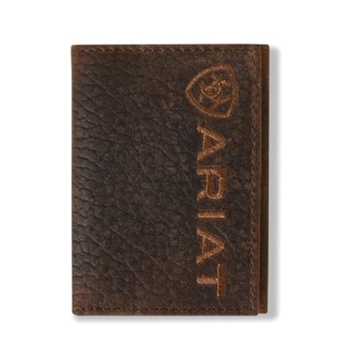 ARIAT Men's Large Logo Bull Hide Leather Trifold Wallet