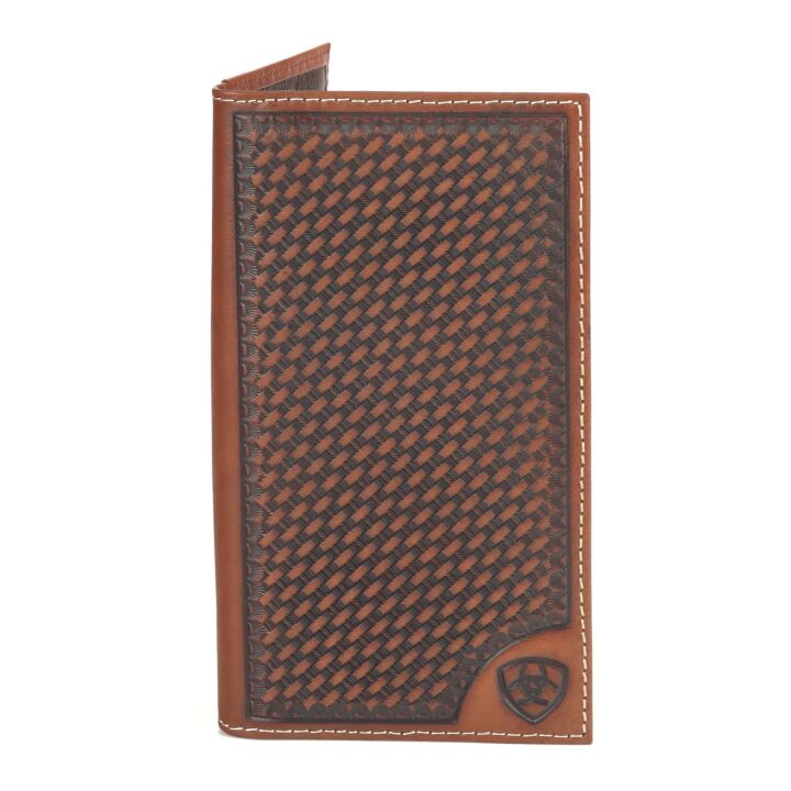 ARIAT Western Wallet Mens Rodeo Basketweave Shield Tan A3550308