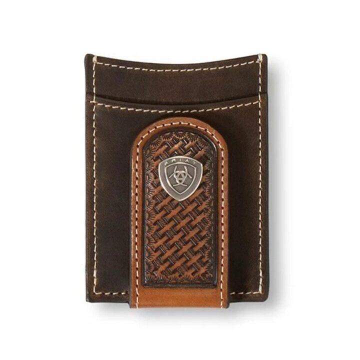 ARIAT Basket Weave Money Clip Brown