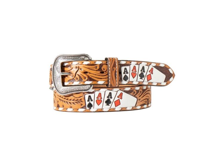 3D Mens Hand Painted Ace Cards Belt Natural D100016848