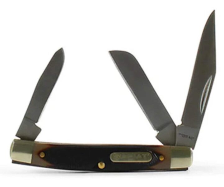 ARIAT Large Stockman Folding Knife, Brown Delrin Handle - Traditional Three-Blade