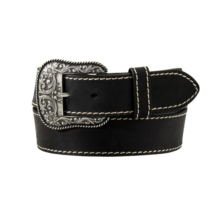 ARIAT Women's Basic Heavy Stitched Belt, Black, Large
