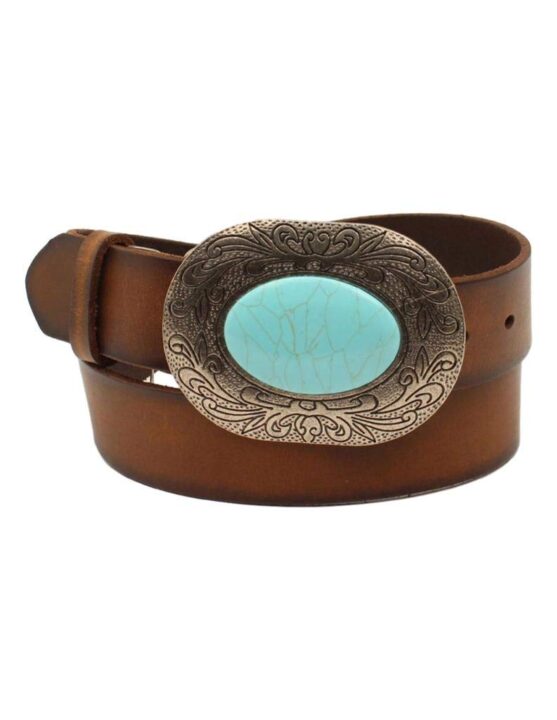 Nocona Western Belt Womens Stained Turquoise Stone XL Brown N320001402