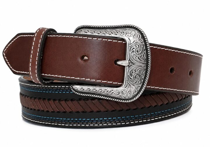 HOOey Western Belt Mens Whip Stitched Lacing 36 Dark Brown 1665BE11