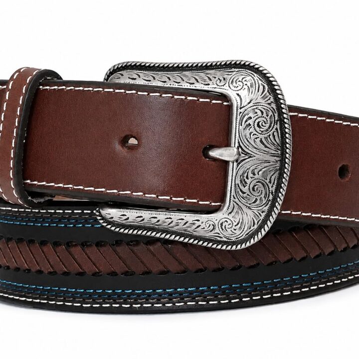 HOOey Western Belt Mens Whip Stitched Lacing 36 Dark Brown 1665BE11
