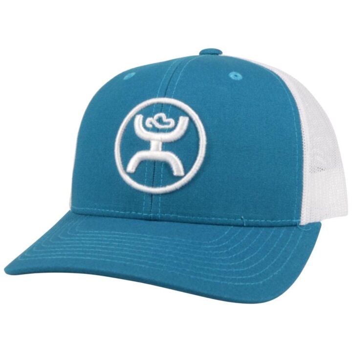 HOOEY Men's And White O Classic Circle Logo Mesh-Back Trucker Cap Teal One Size