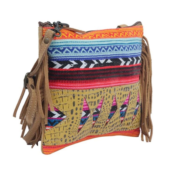 Hopofly Aztec Women Crossbody Bag Crafted Leather, & Upcycled Canvas
