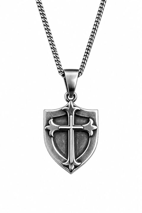 Twister Men's Necklace 24" Shield and Cross