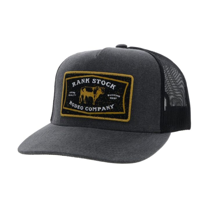 HOOEY Rank Stock Adjustable Snapback Mesh Back Trucker Hat (Charcoal/Black)