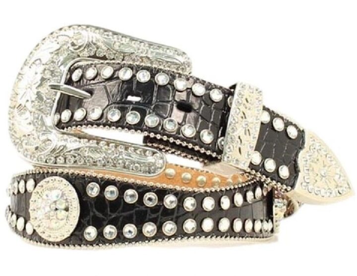 Blazin Roxx Women's Scalloped Crocodile Print Leather Belt Black Large