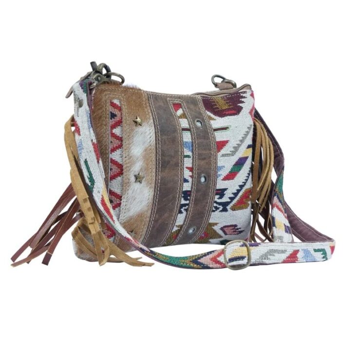 Hopofly Women Crossbody Bag Crafted Leather, & Canvas Upcycled
