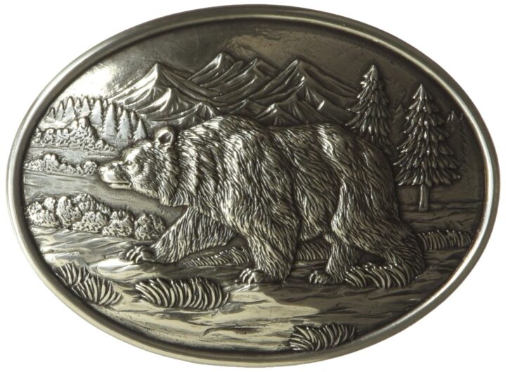 Nocona Men's Oval Bear Buckle, silver, One Size