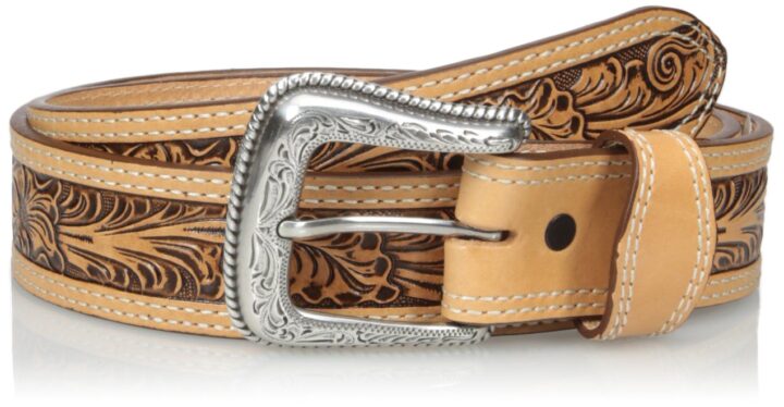 Nocona Mens Mexican Floral Embossed Leather Belt Natural N2496848