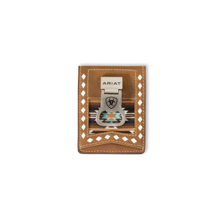 ARIAT Money Clip Southwest Diamond Lace Wallet, Brown
