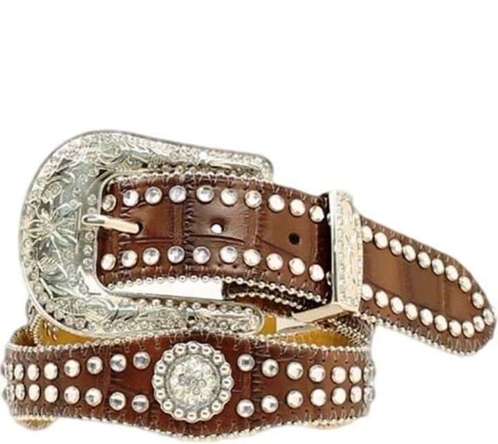 M&F Western Girl's Scalloped Round Concho Belt (Little Kids/Big Kids) Brown 26