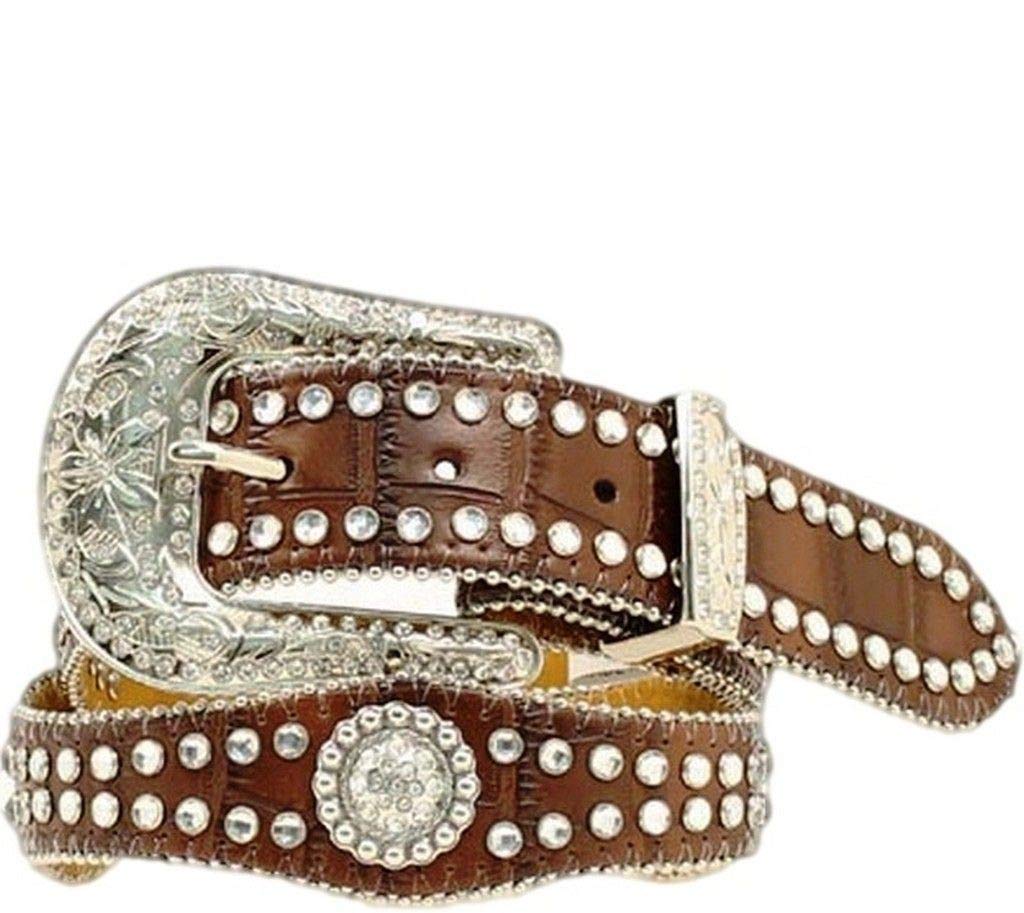 M&F Western Girl's Scalloped Round Concho Belt (Little Kids/Big Kids) Brown 26