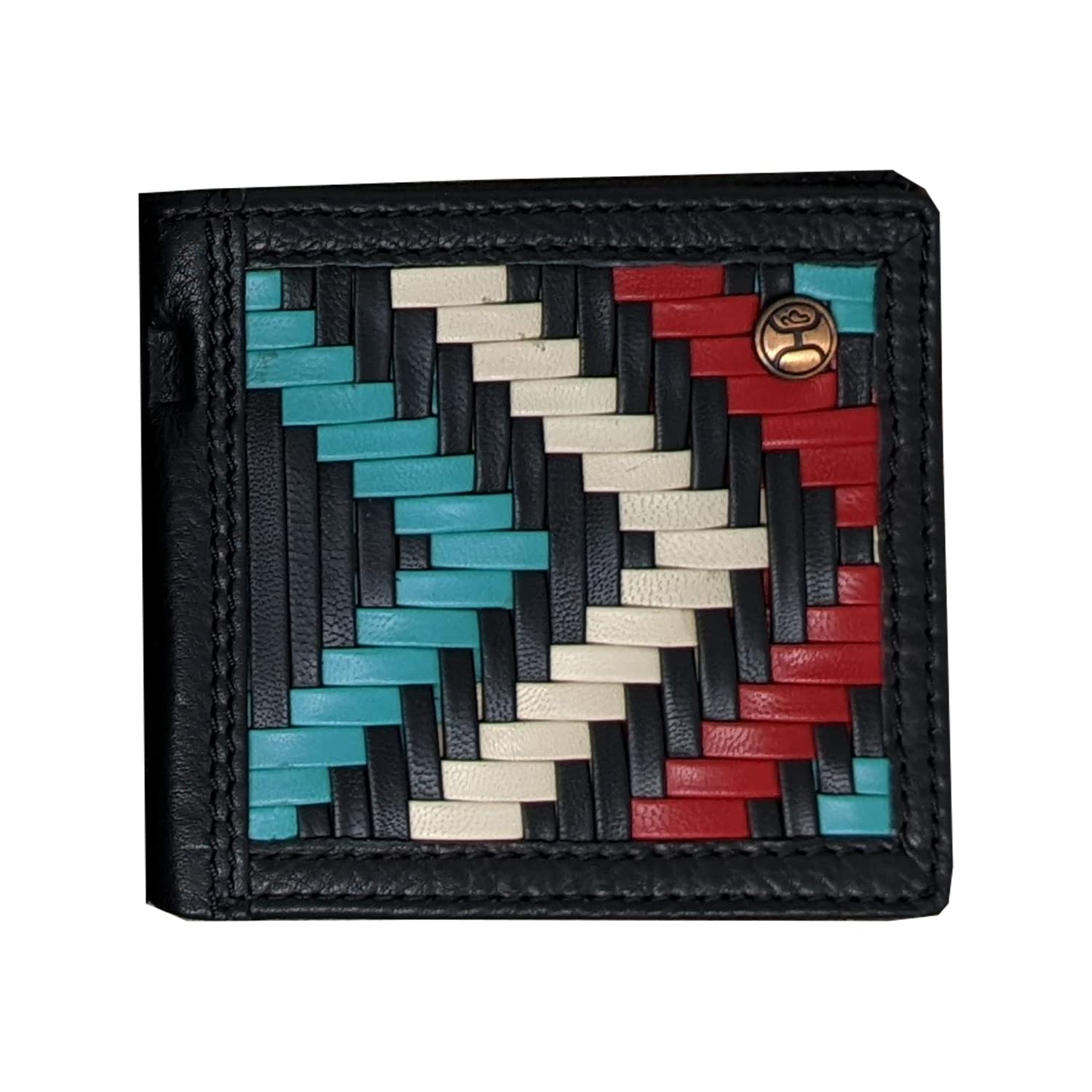 Hooey HBF010-BKRD Hand-Woven Leather Aztec Print Inly Bi-Fold Wallet