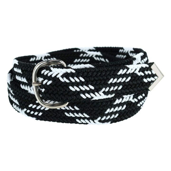 M&F Western Nocona Men's Woven Braided Nylon Belt, Black/White – Adjustable Up to Size 52"