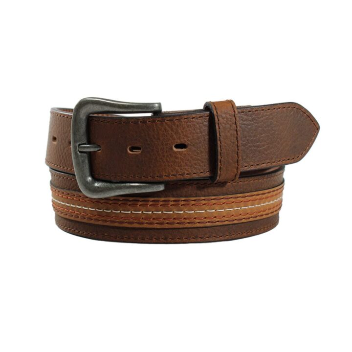 ARIAT Men's Stitched Overlay Belt, Medium Brown, 34
