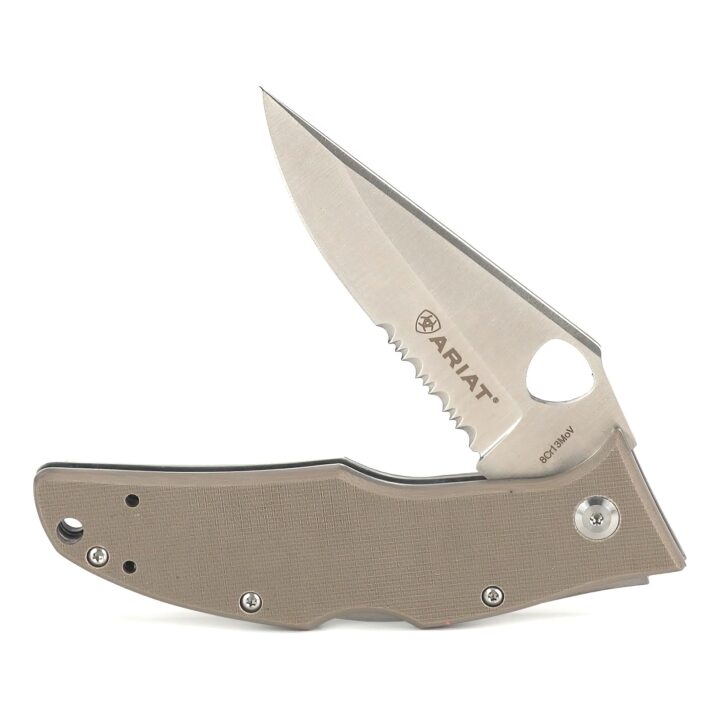 ARIAT G10 Hybrid Blade Folding Knife, Olive, 3.5" Blade (Large)