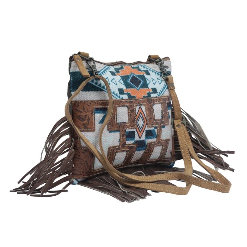 Hopofly Brown Women Crossbody Bag Crafted Leather, & Upcycled Canvas