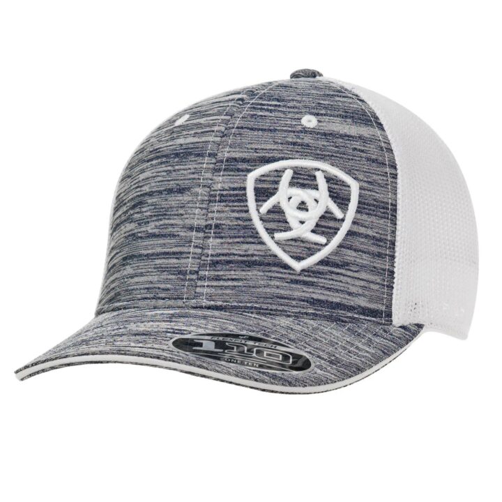ARIAT Men's Flexfit 110 Snapback, Offset Logo, Mesh Back, Heather Grey