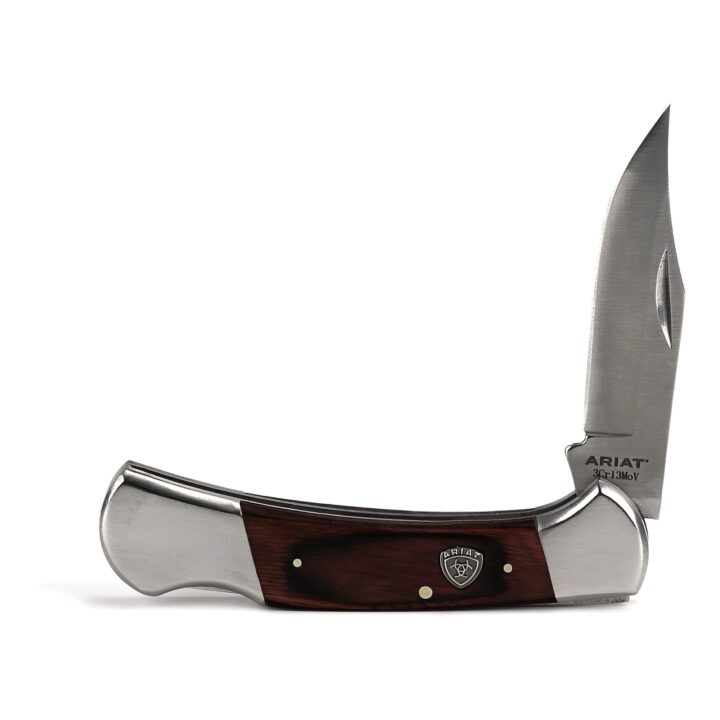 ARIAT Lockback Folding Knife Brown Wood Handle Compact A710011102