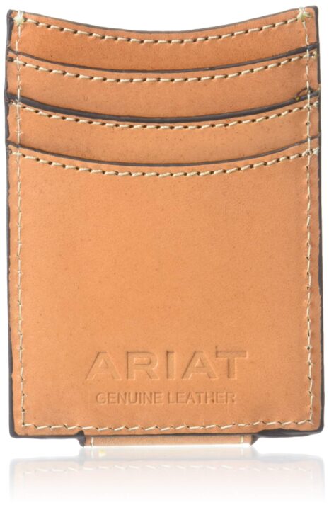ARIAT Unisex-Adult's Floral Basket Stamp Money Clip Wallet, tan